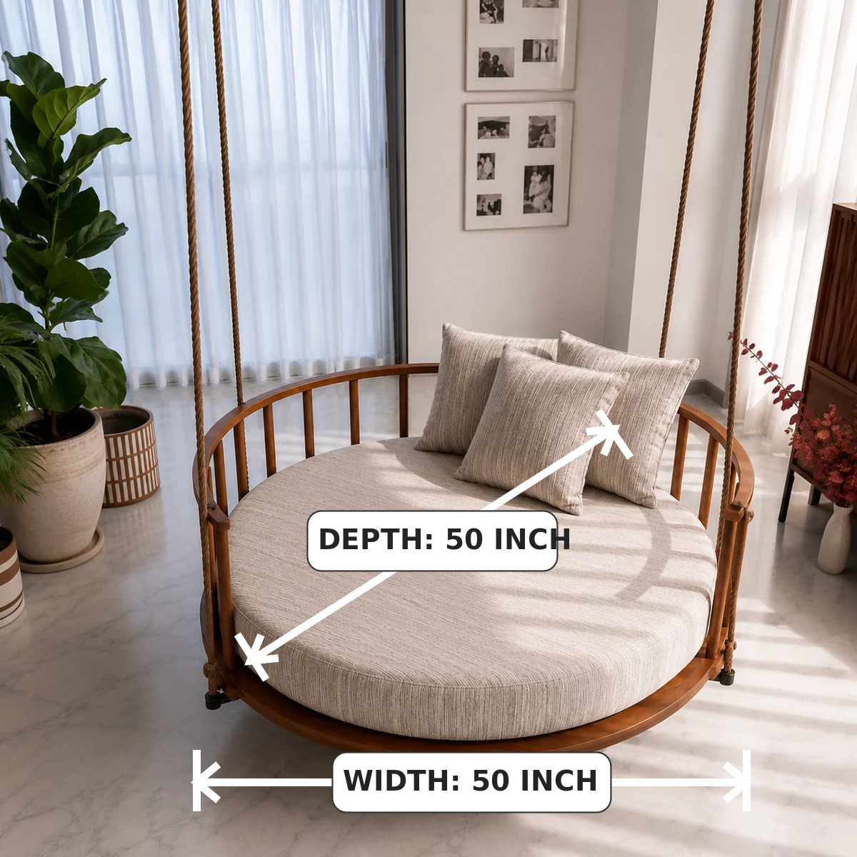 Wooden Indoor Outdoor Swing for Living Room & Balcony OUCH CART