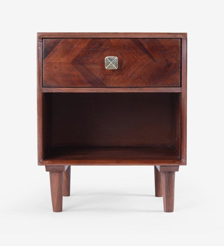 Sheesham Wood Bedside Table In Brown Finish - Ouch Cart
