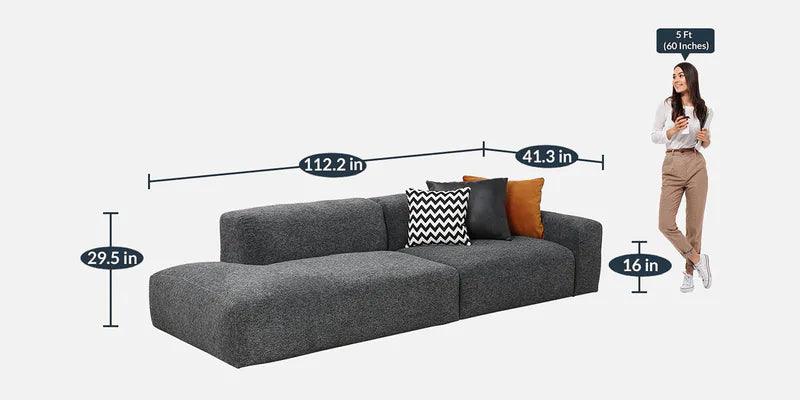 Fabric 3 Seater Sofa in Dark Grey Colour - Ouch Cart