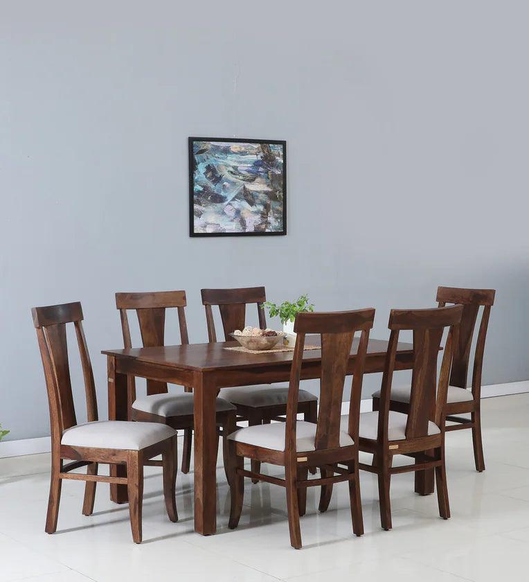 Sheesham Wood 6 Seater Dining Set In Provincial Teak Finish - Ouch Cart