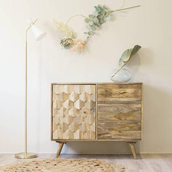 Darwin Mango Wood Sideboard in Natural Finish (Closed Cabinet) - Ouch Cart