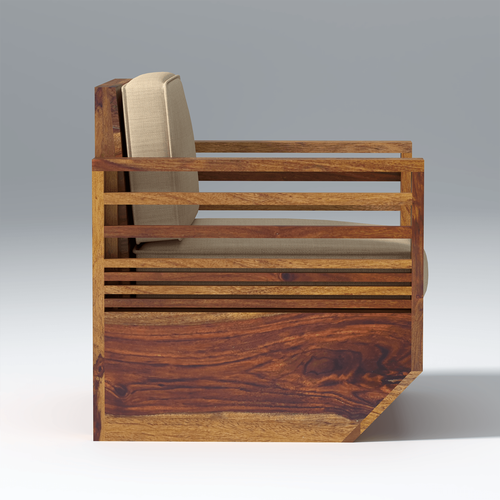 Plushify Sheesham Wood Sofa In Light Honey - Ouch Cart