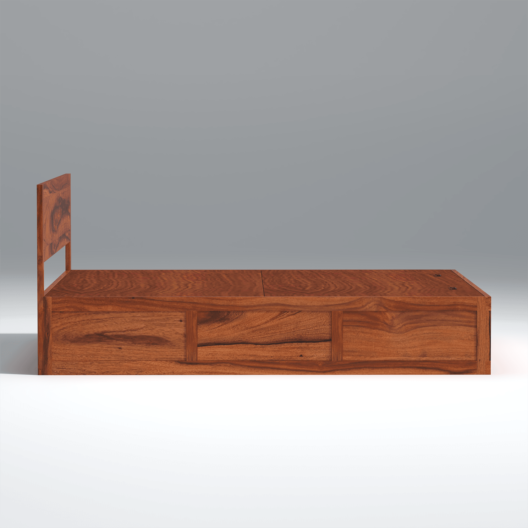 Lofted Sheesham Wood Hydraulic Bed with Box Storage in Maharani Color - Ouch Cart