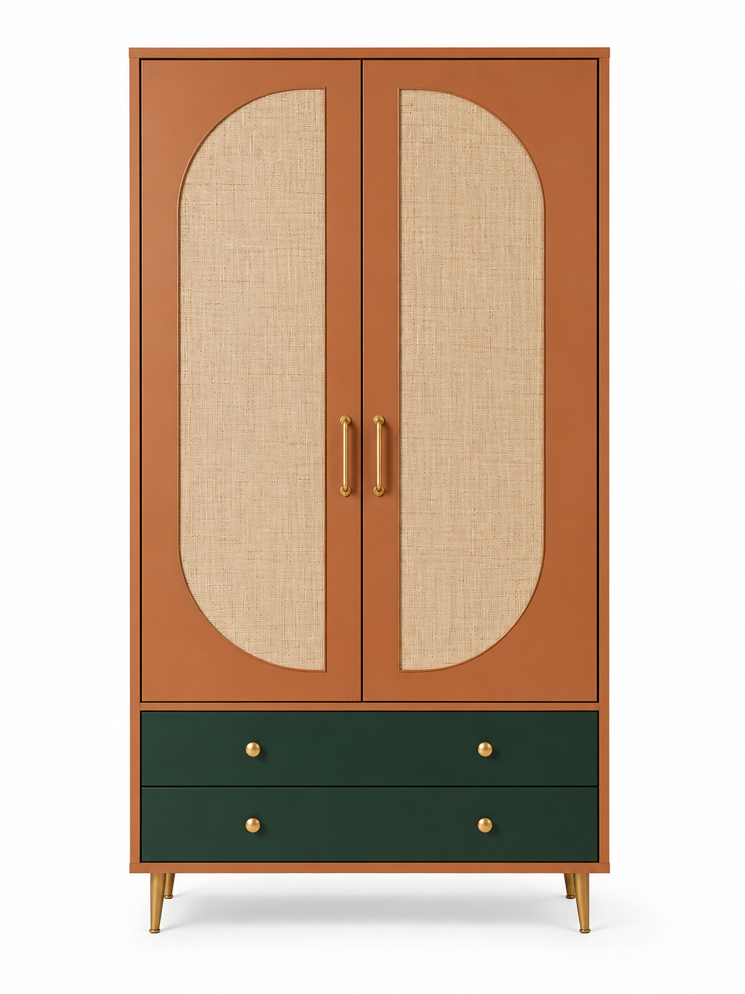 Modern 2 Door Wooden Wardrobe with 2 Drawers OUCH CART
