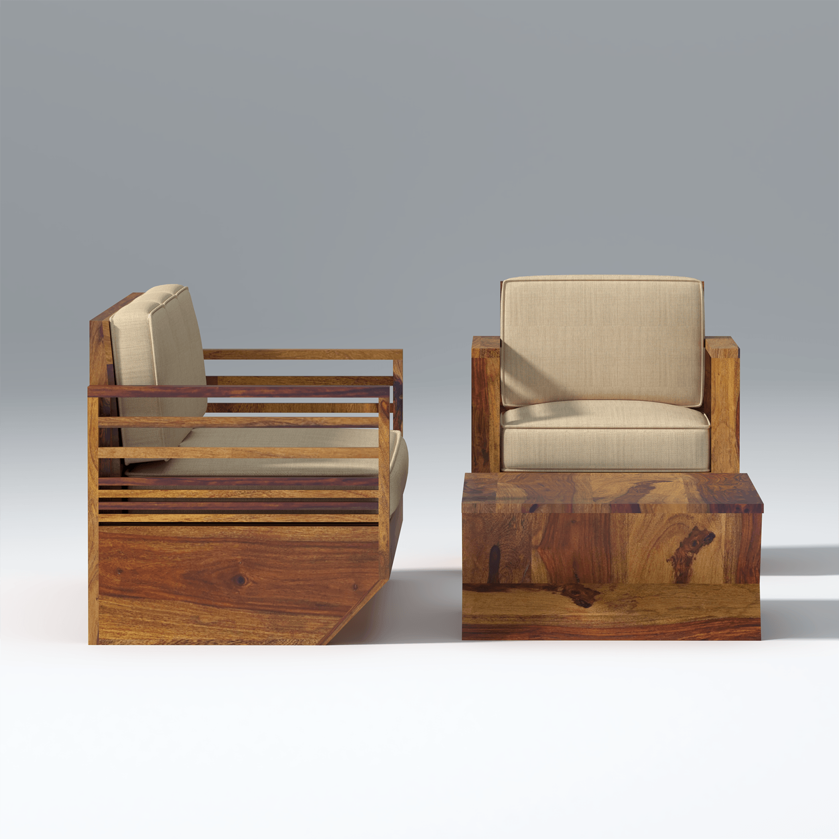 Plushify lounger Sofa Set with Coffee Table - Ouch Cart