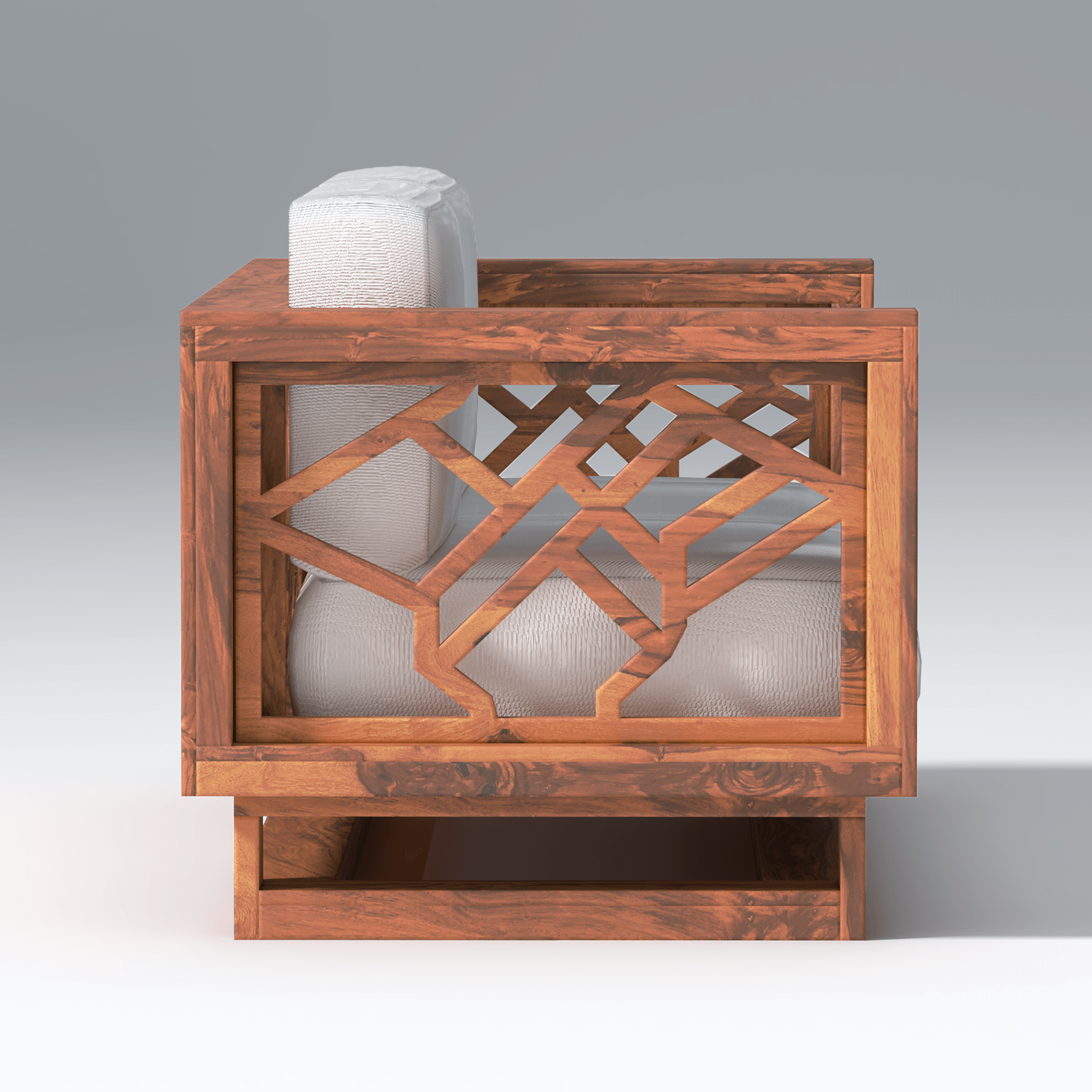 Cushy lounger Sheesham Wood Sofa In Reddish Walnut - Ouch Cart