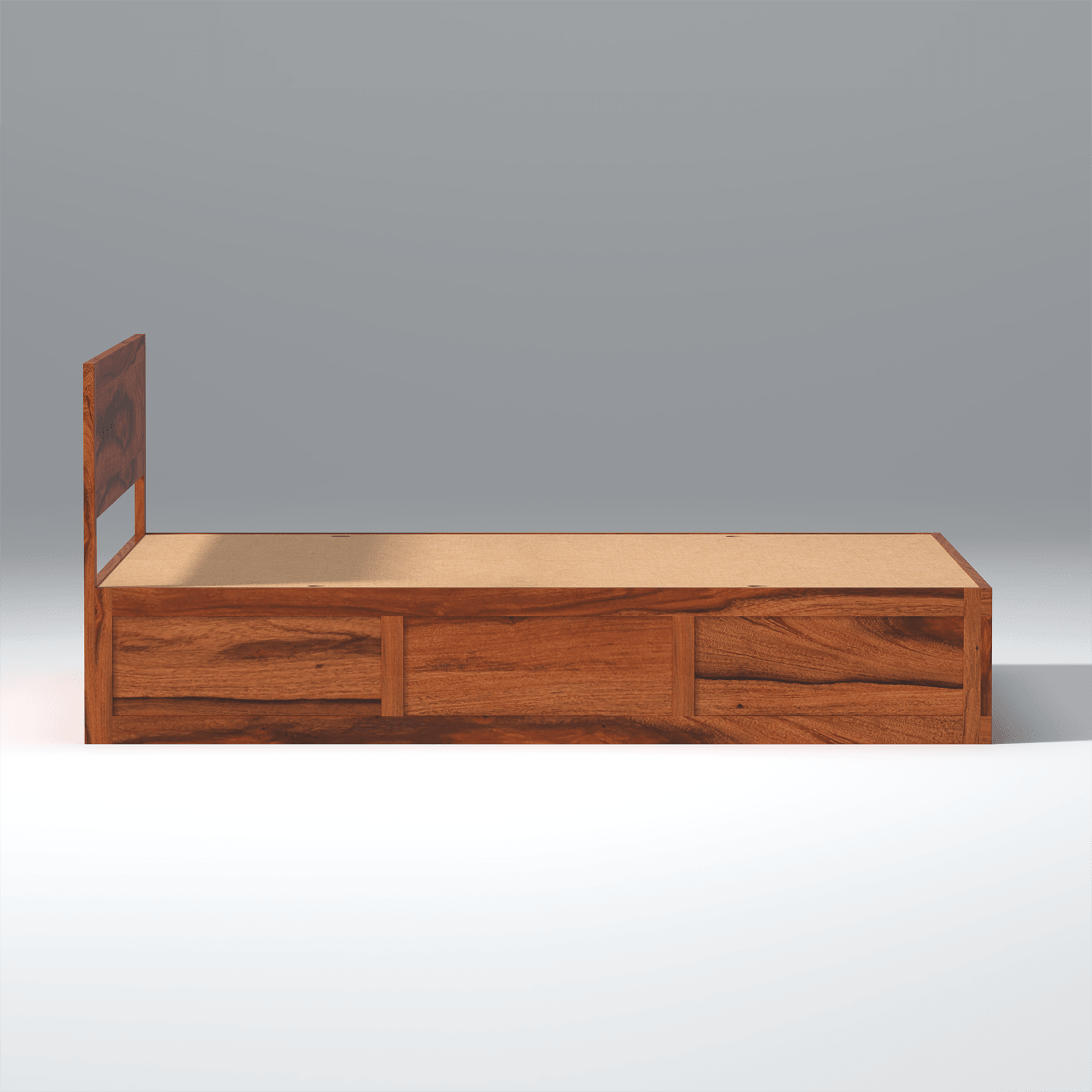 Lofted Sheesham Wood bed with Box Storage in Maharani Color - Ouch Cart