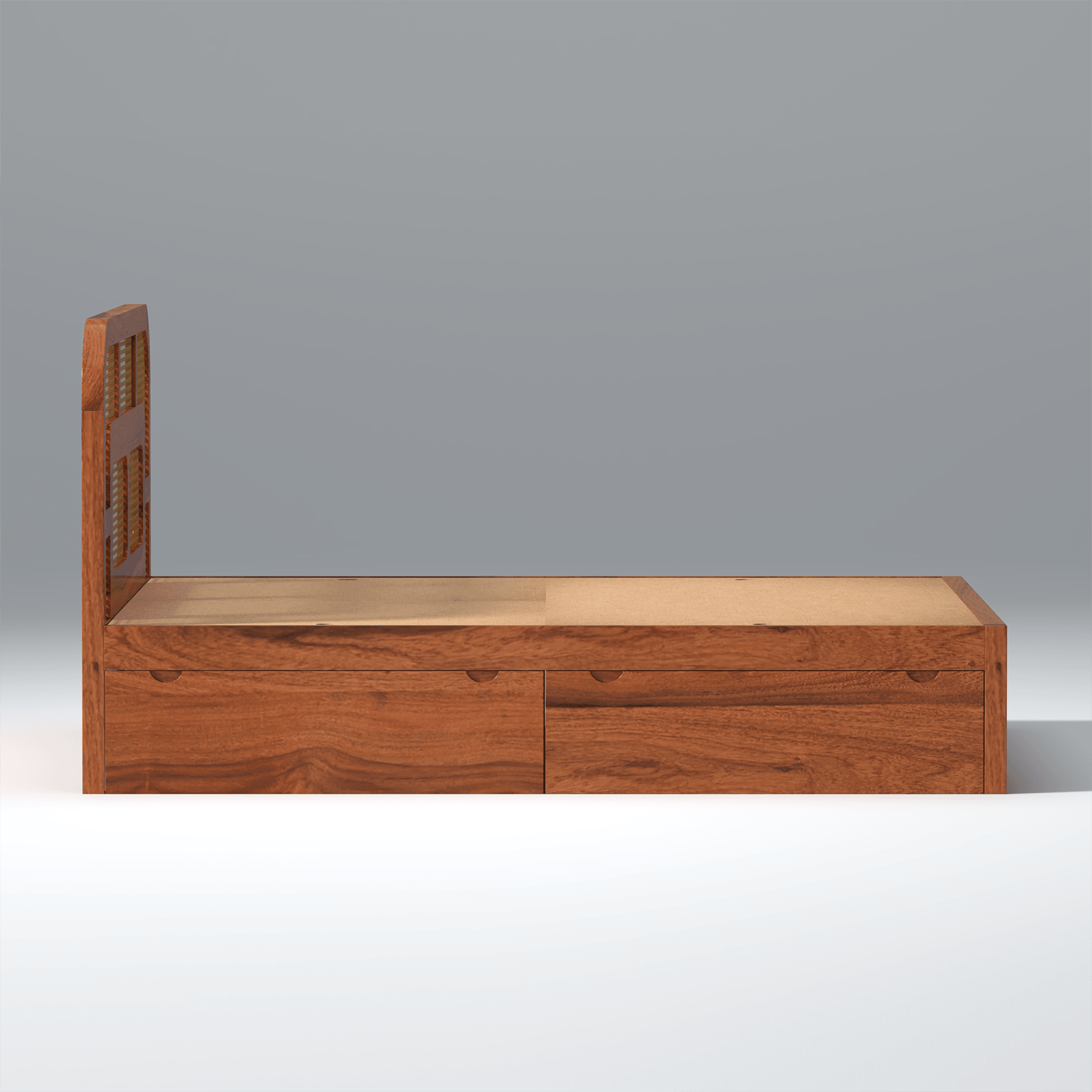 Zenitha Sheesham Wood Bed with Box Storage in Maharani Colour - Ouch Cart