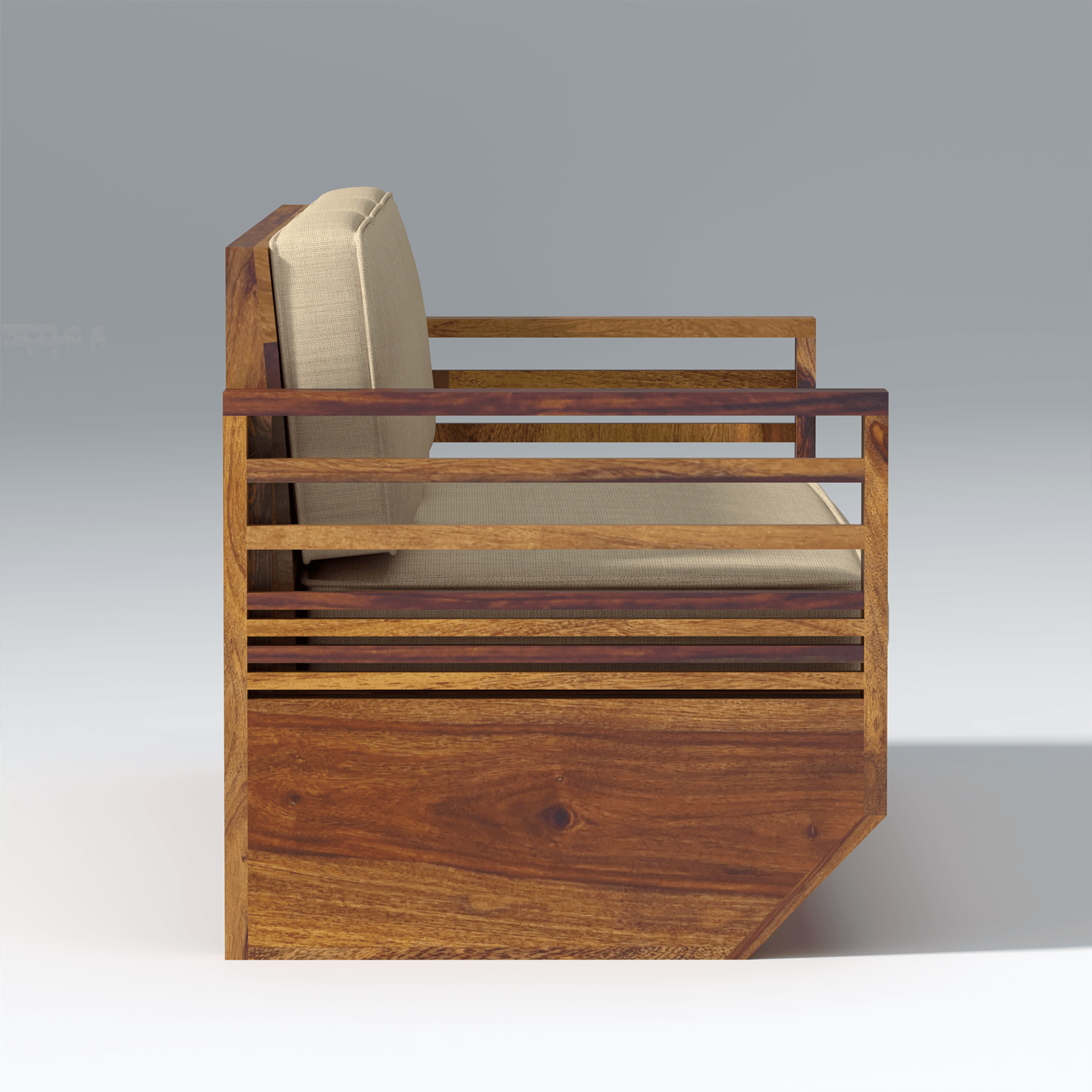 Plushify Sheesham Wood Sofa In Light Honey - Ouch Cart