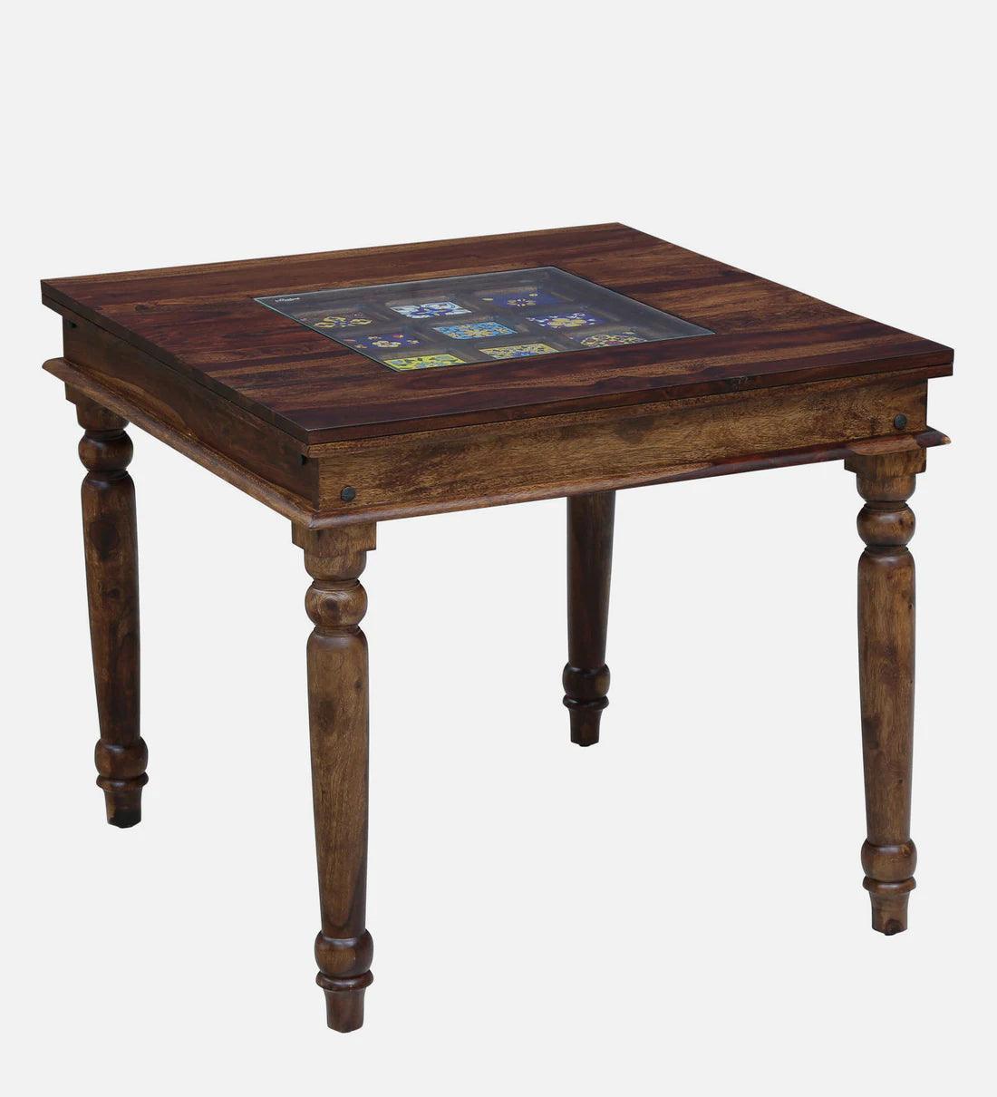 Sheesham Wood 4 Seater Dining Set In Provincial Teak Finish - Ouch Cart