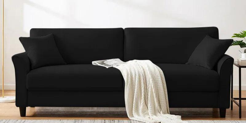 Velvet 3 Seater Sofa in Adam Black Colour - Ouch Cart