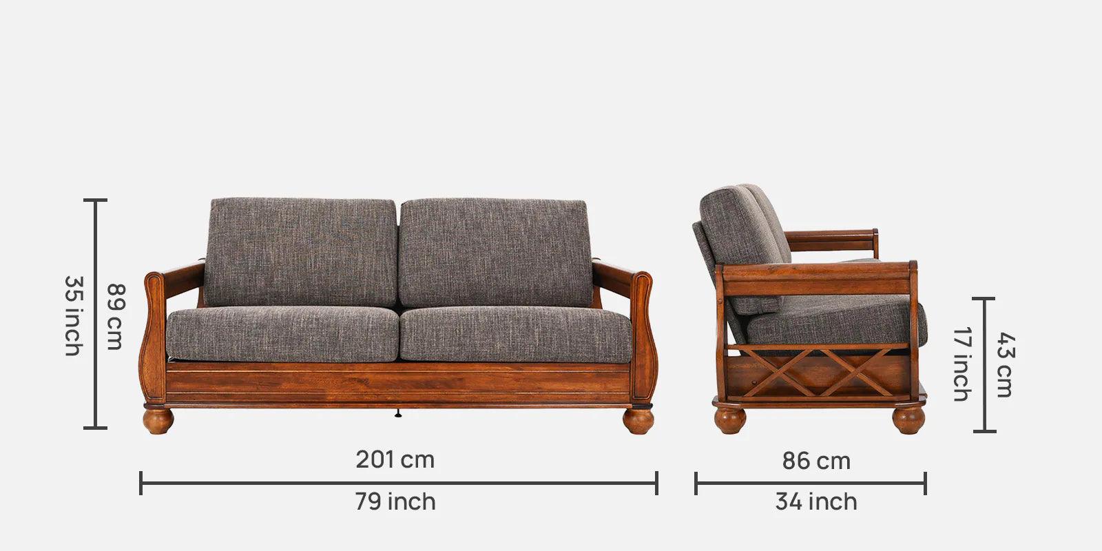 Solid Wood 3 Seater Sofa in Brown Colour - Ouch Cart