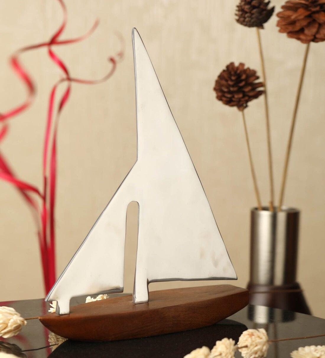 The Sail Boat Hm Wood Showpiece, - Ouch Cart