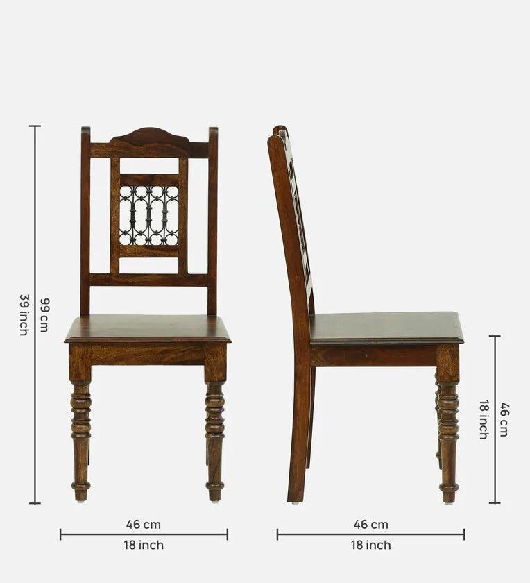 Sheesham Wood 4 Seater Dining Set In Provincial Teak Finish - Ouch Cart