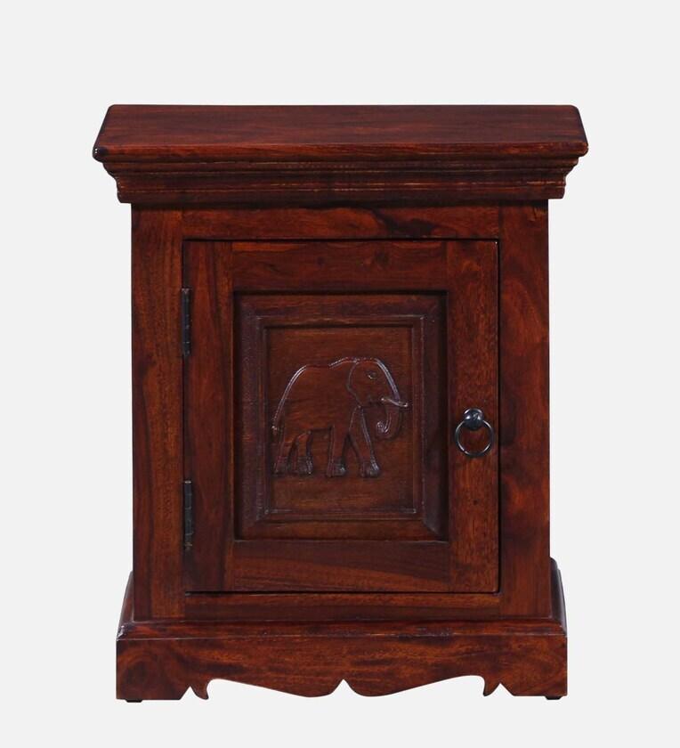 Sheesham Wood LHS Bedside Table in Scratch Resistant Honey Oak Finish - Ouch Cart