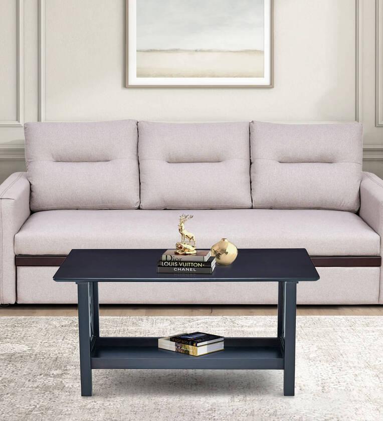 Solid Wood Coffee Table in Walnut Finish With Drawers - Ouch Cart