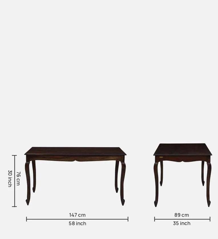 Sheesham Wood 6 Seater Dining Set In Scratch Resistant Provincial Teak Finish - Ouch Cart