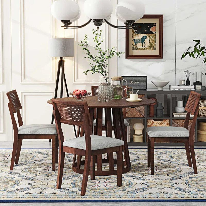 5 Piece Dining Set Round Dining Table Set Small Kitchen Table Set - Ouch Cart
