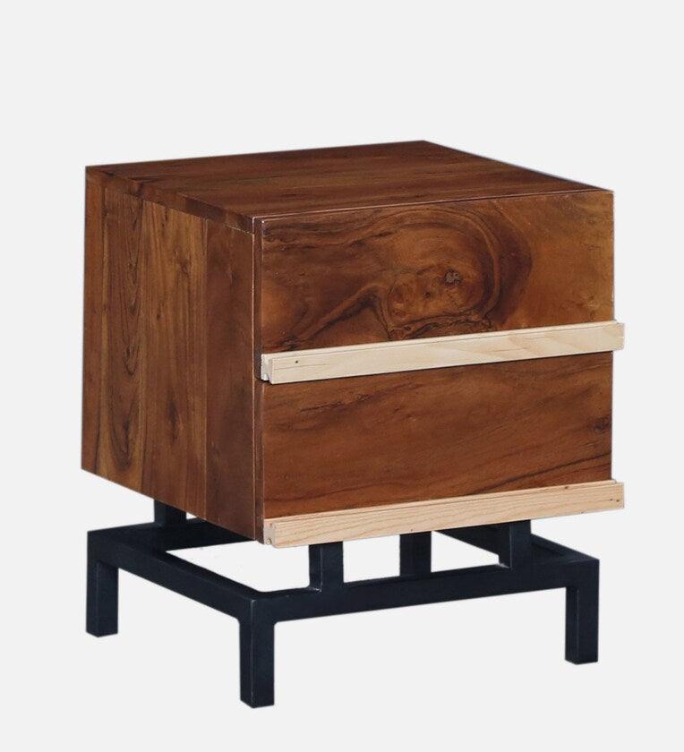 Solid Wood Bedside Table In Ginger Bronze Finish - Ouch Cart