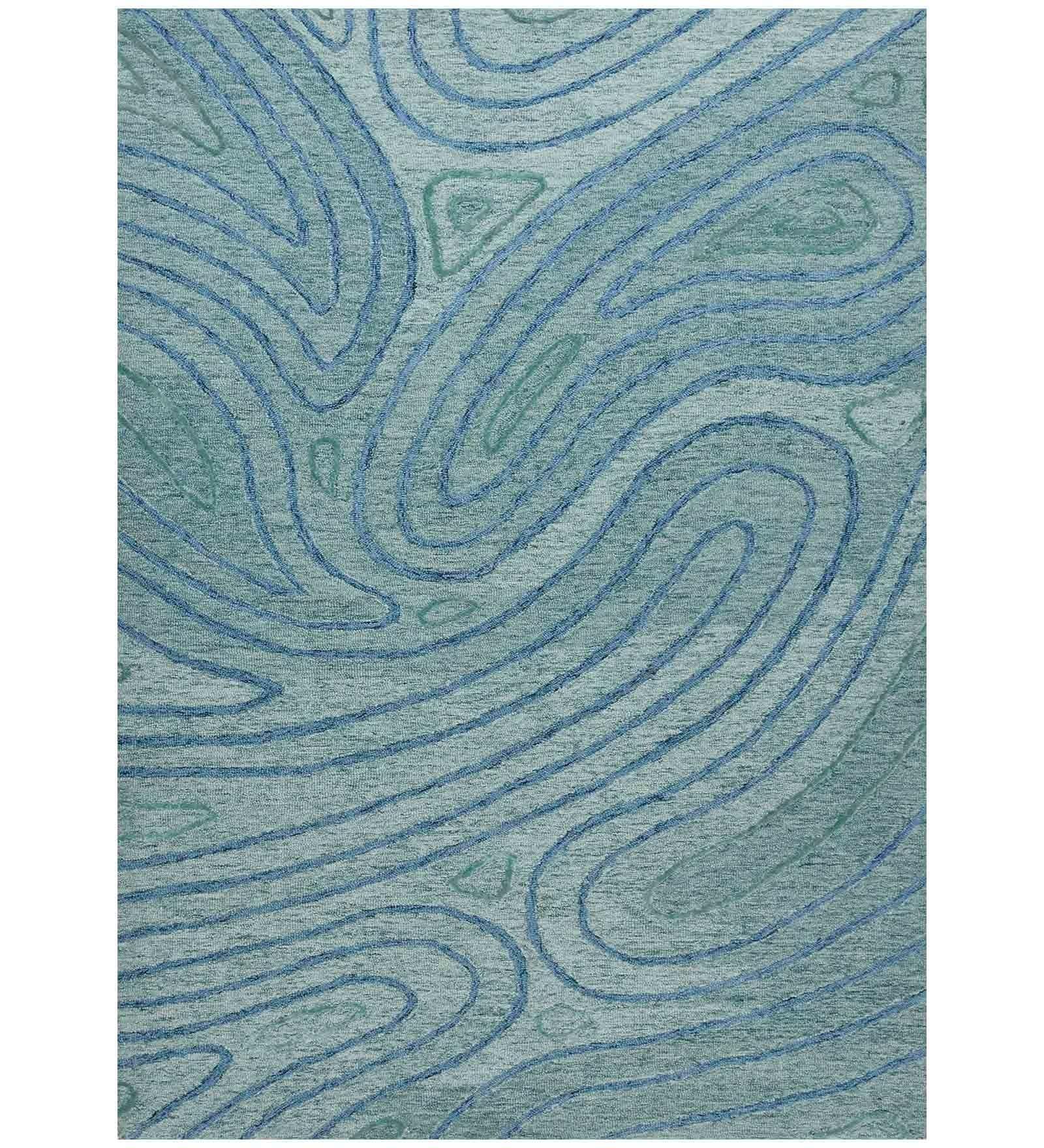 AQUA Wool & Viscose Canyan 8x10 Feet Hand-Tufted Carpet - Rug - Ouch Cart