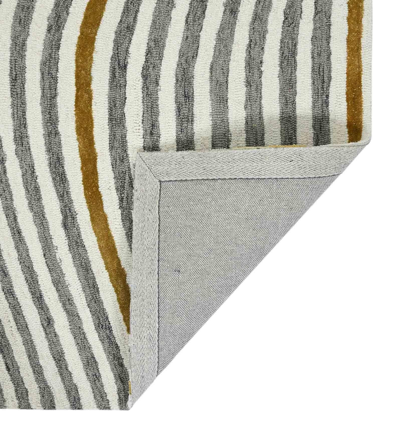 WHITE IVORY Wool & Viscose Canyan 5x8 Feet Hand-Tufted Carpet - Rug - Ouch Cart
