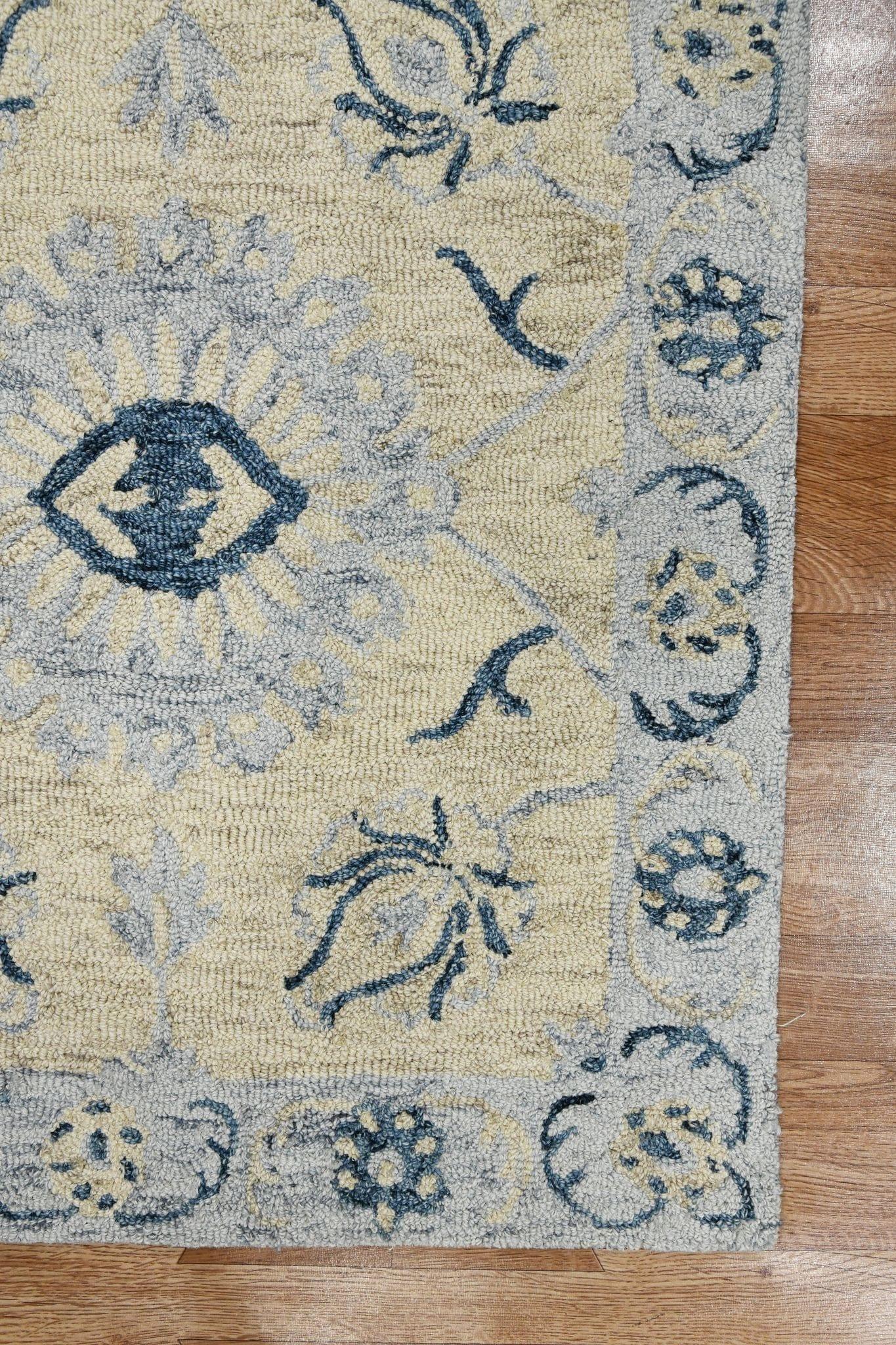 Light Blue Wool Romania 8X10 Feet Hand-Tufted Carpet - Rug - Ouch Cart