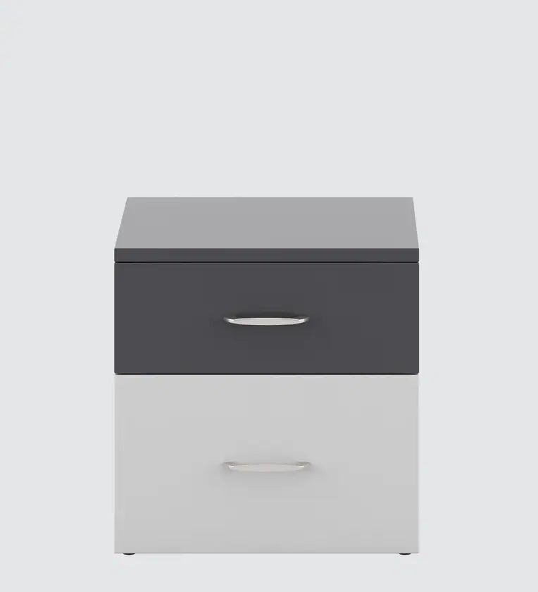 Bedside Table in Grey & Frosty White Finish with Drawers - Ouch Cart