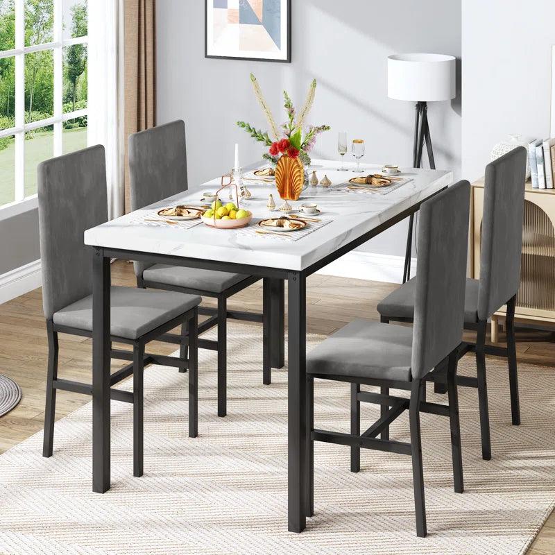 Piece Dining Set with Velvet Upholstered Dining Chairs - Ouch Cart