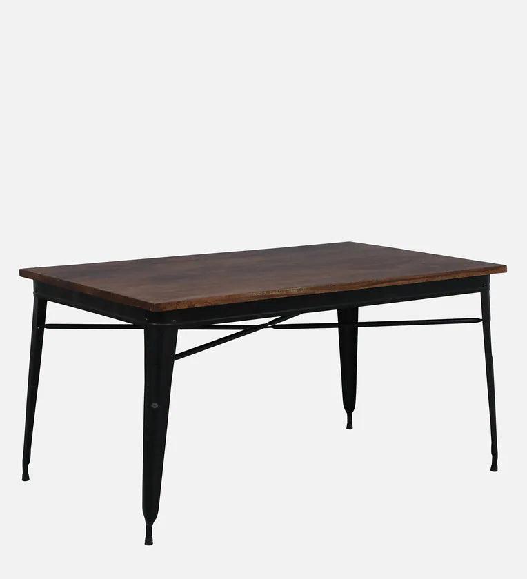 Metal 6 Seater Dining Set In Scratch Resistant Black Colour With Bench - Ouch Cart