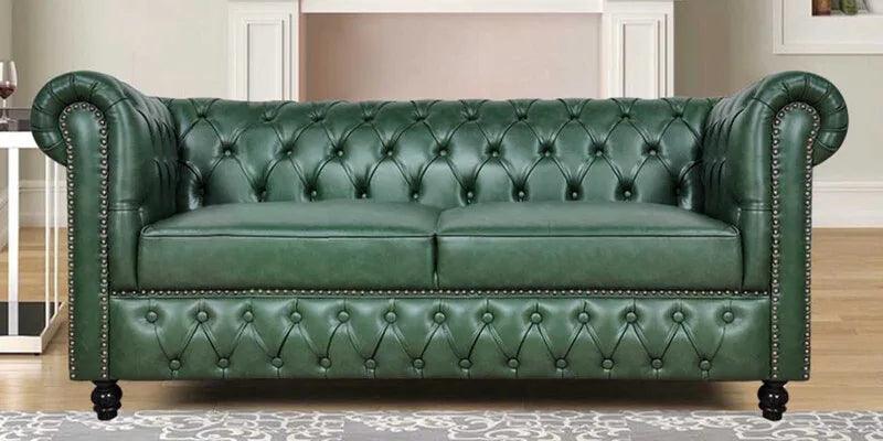 Leatherette Chesterfield 2 Seater Sofa In Olive Green Finish - Ouch Cart