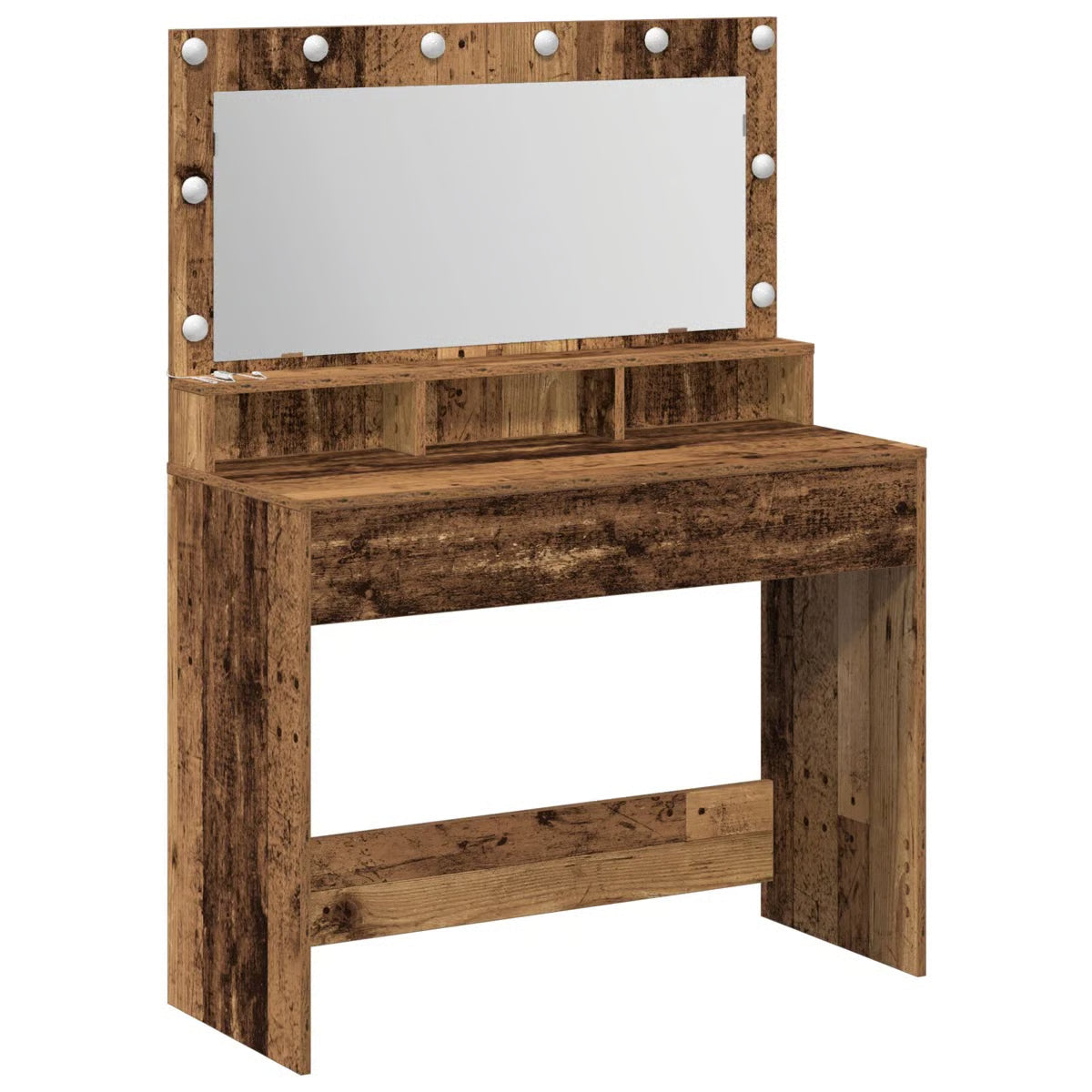 LED Lighted Dressing Table by vidaXL โ Vintage Wood Makeup Vanity 39.4"x16.1"x53.1-OUCH CART |Dressing table