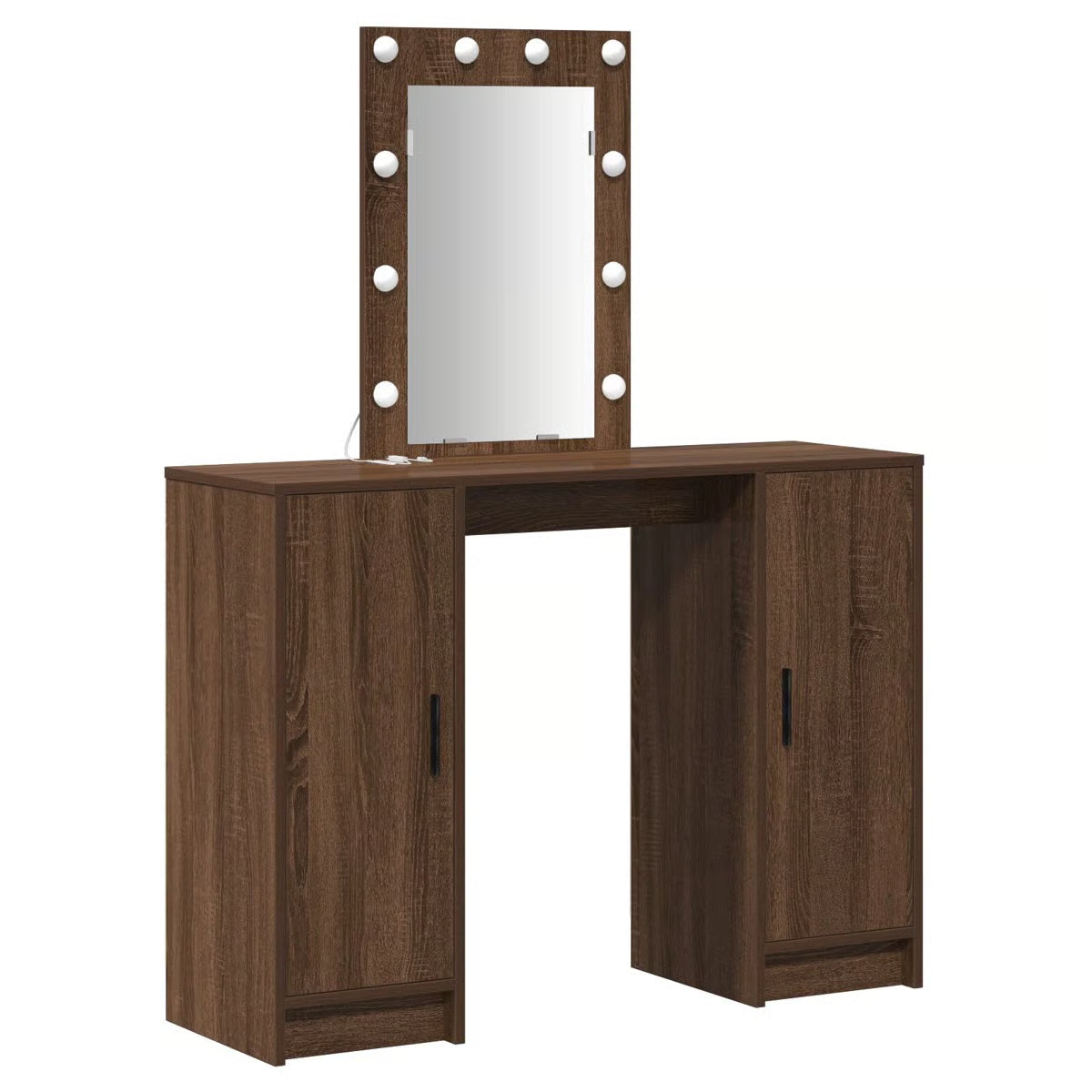 Brown Oak vidaXL Makeup Vanity with LED Lights – Dressing Table 102x33x135 cm - OUCH CART |Dressing table