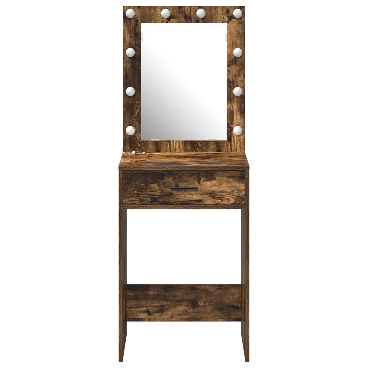 LED Lighted Dressing Table by vidaXL – Smoked Oak Makeup Vanity 19.7"x16.1"x53.1-OUCH CART |Dressing table