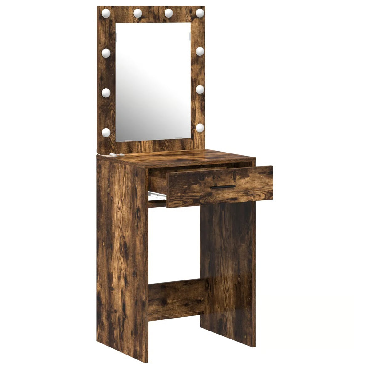LED Lighted Dressing Table by vidaXL โ Smoked Oak Makeup Vanity 19.7"x16.1"x53.1-OUCH CART |Dressing table