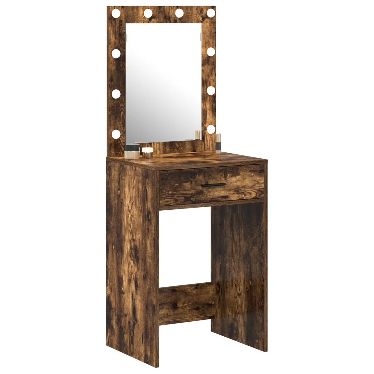 LED Lighted Dressing Table by vidaXL – Smoked Oak Makeup Vanity 19.7"x16.1"x53.1