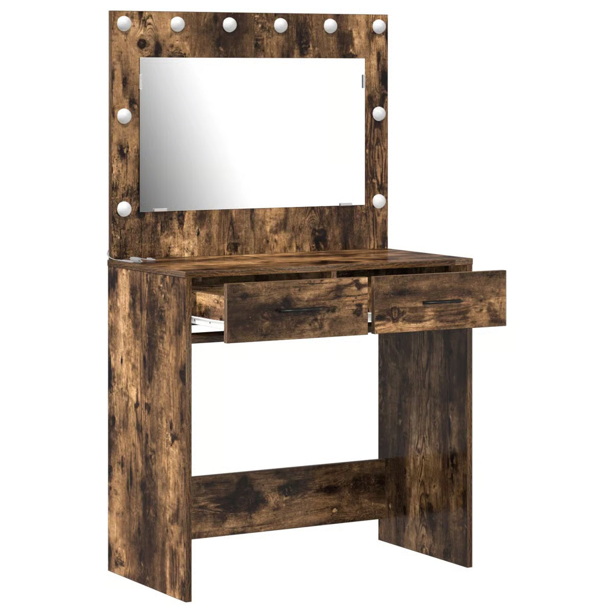 Smoked Oak vidaXL Makeup Vanity with LED Lights โ Dressing Table 30.9"x16.1"x53.1-OUCH CART |Dressing table