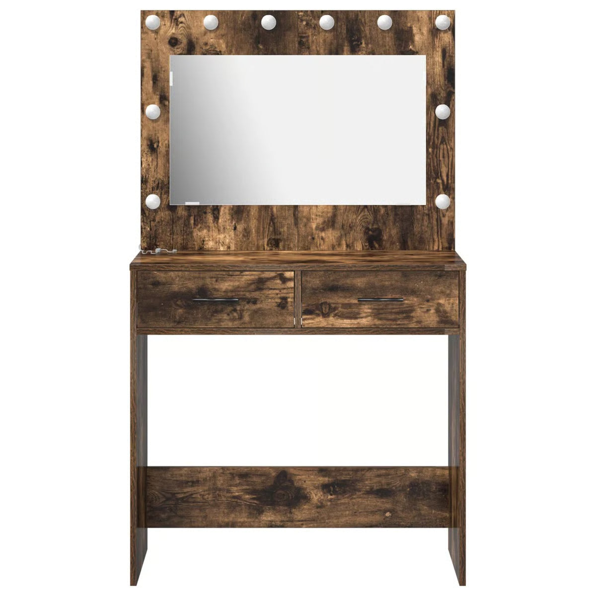 Smoked Oak vidaXL Makeup Vanity with LED Lights – Dressing Table 30.9"x16.1"x53.1