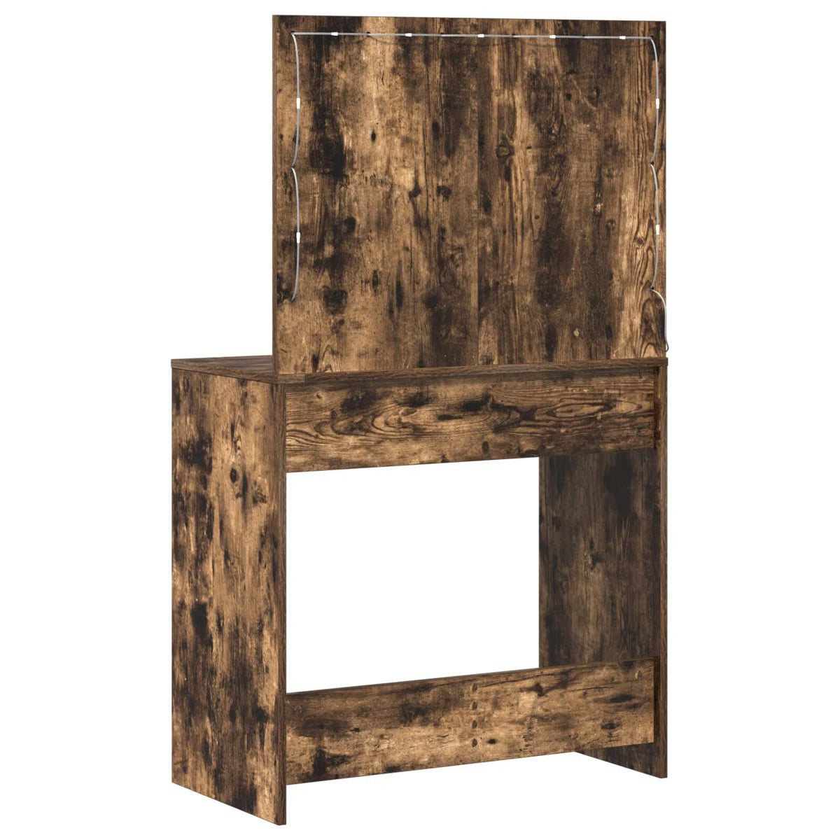 Smoked Oak vidaXL Makeup Vanity with LED Lights – Dressing Table 30.9"x16.1"x53.1