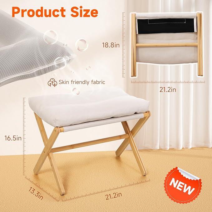 Foot Rest for Couch,Wooden Footstool,Change Shoes Bench,Modern X Ottoman Chair for Living Room, Entryway, Children Room, Bedroom,Caravaning - Ouch Cart