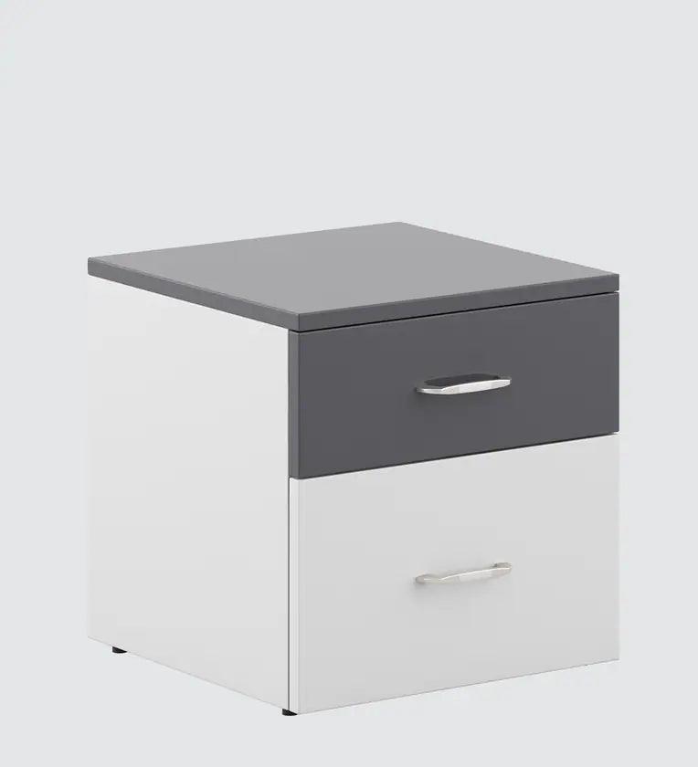 Bedside Table in Grey & Frosty White Finish with Drawers - Ouch Cart