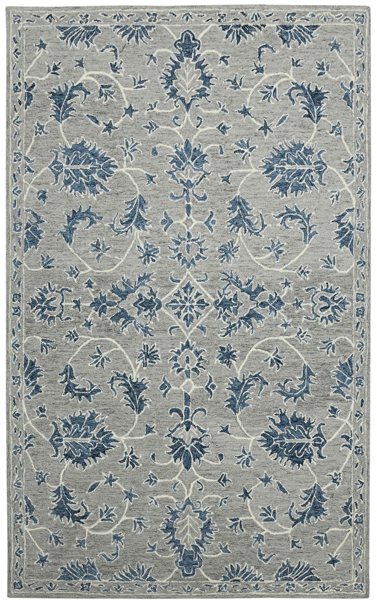 Gray Wool Romania 8X10 Feet Hand-Tufted Carpet - Rug - Ouch Cart