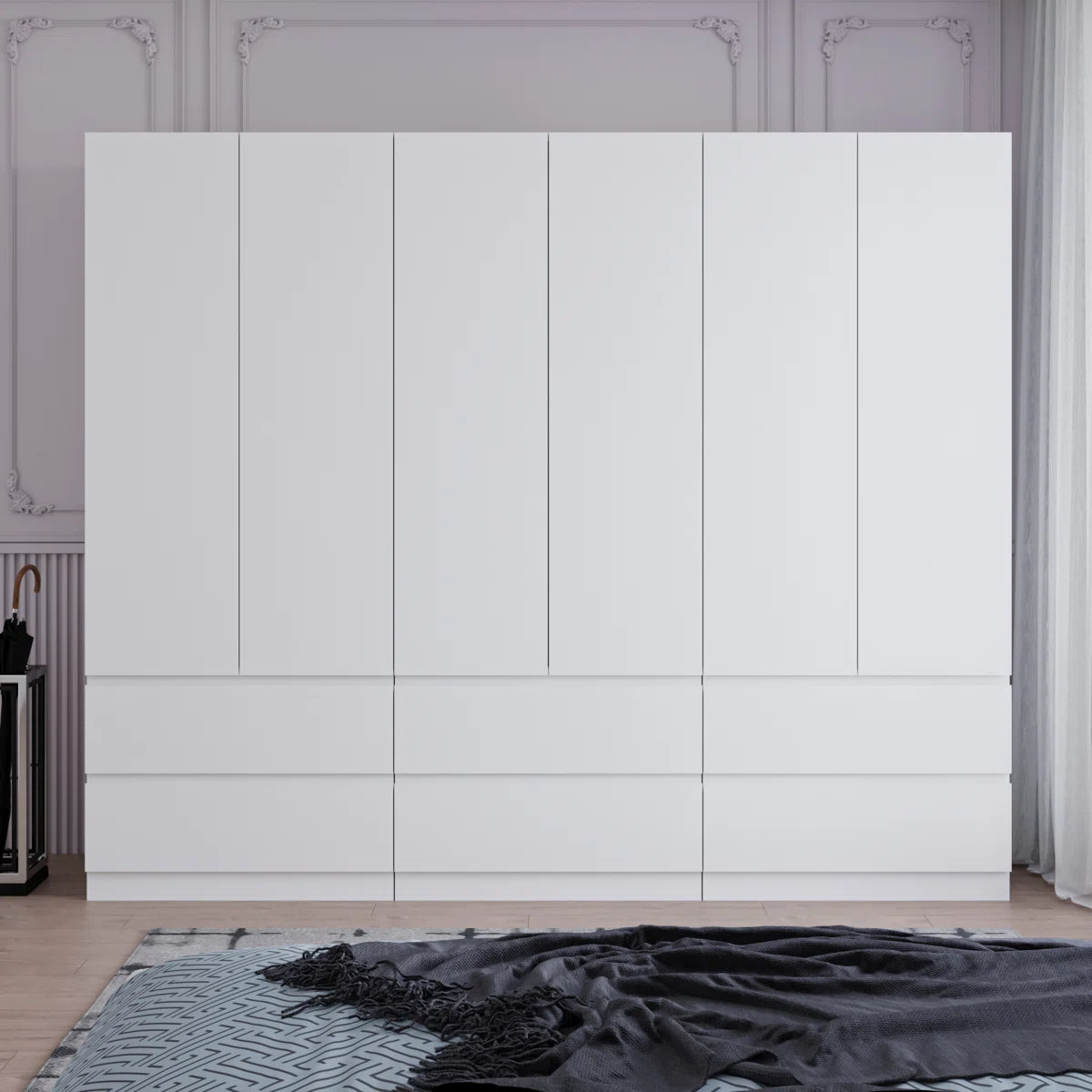Large Combination Freestanding Armoire With 6 Drawers