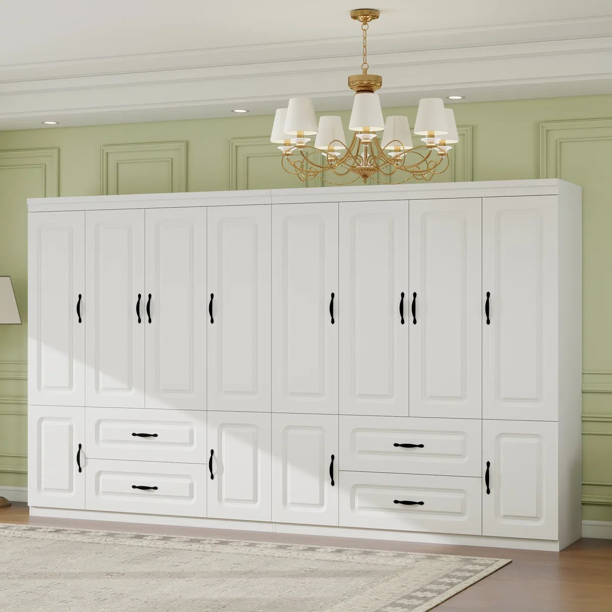 Armoire Wardrobe Closet:Wardrobe Cabinet with 8 Doors 4 Drawers and Hanging Rods for Bedroom