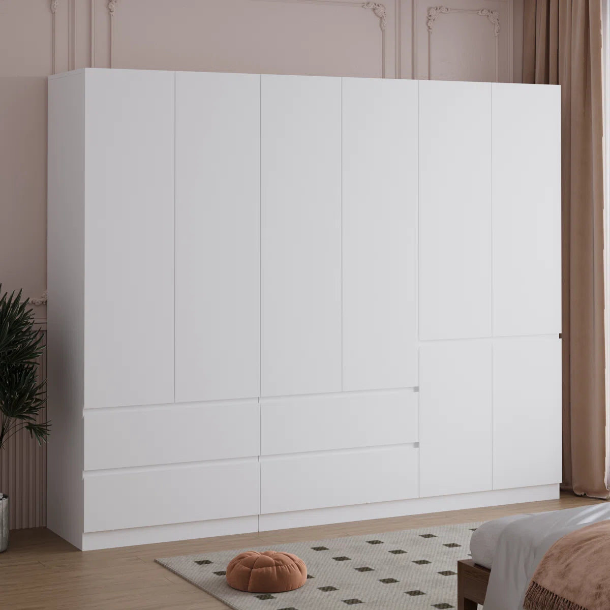 Large Combination Freestanding Armoire With 6 Doors