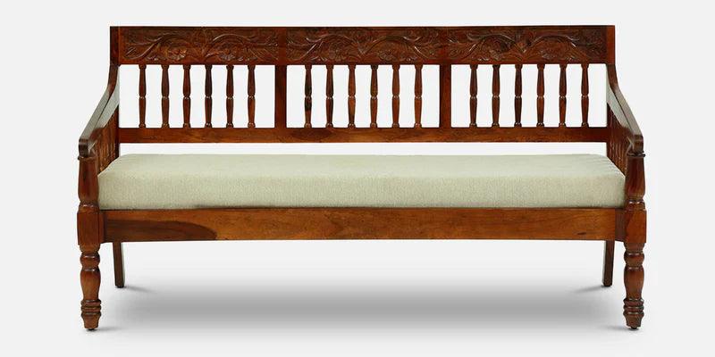 Sheesham Wood 3 Seater Sofa In Honey Oak Finish - Ouch Cart