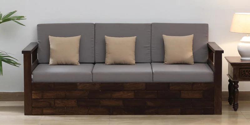 Sheesham Wood 3 Seater Sofa In Provincial Teak Finish - Ouch Cart