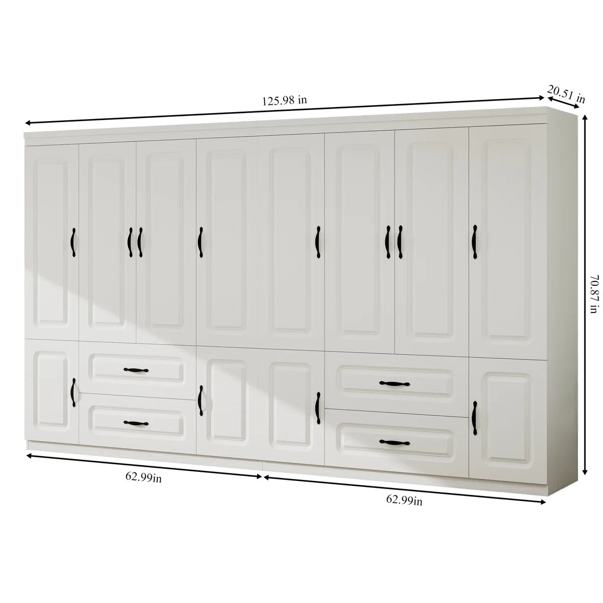8-Door Armoire Wardrobe Closet with 4 Drawers and Hanging Rods for Bedroom-OUCH CART | Wardrobe