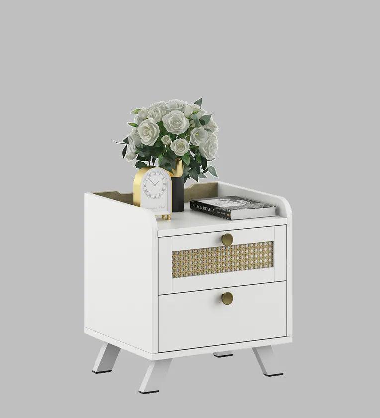 Lilly Bedside Table in Kingston White & Sebastian Oak Finish - Ouch Cart