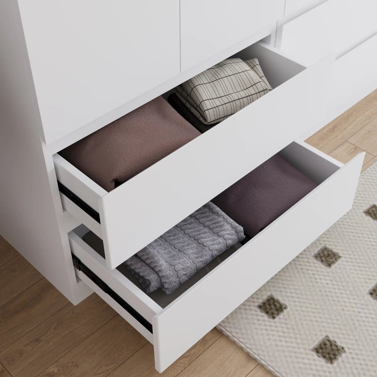 Stylish Large Combination Armoire Freestanding 6-Door Bedroom Closet