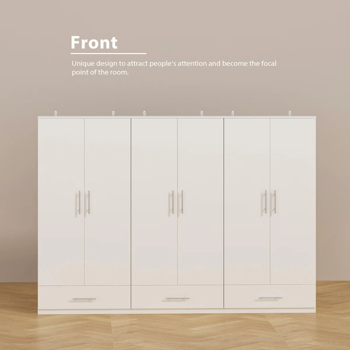 94.5'' Wide 6 Doors Wardrobe Armoire With 3 Drawers